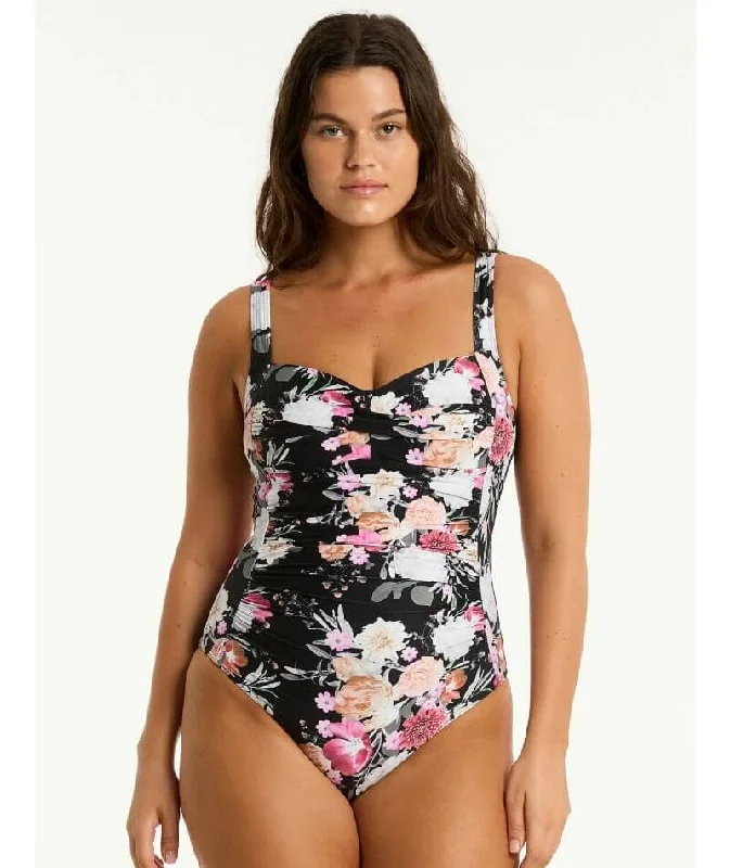 Bonus Savings Sea Level Belle Twist Front A-DD Cup One Piece Swimsuit - Black