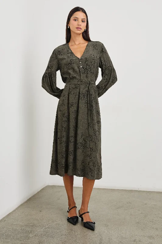 Midnight Madness FABIAN DRESS - OLIVE PEBBLE