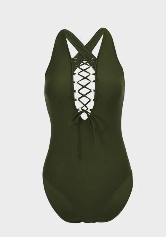Don't Wait Devoci Strap V Neck One Piece