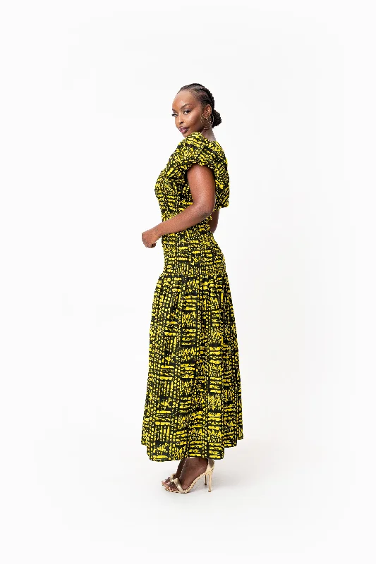 Discount Days CHIMA African print smocked body maxi dress