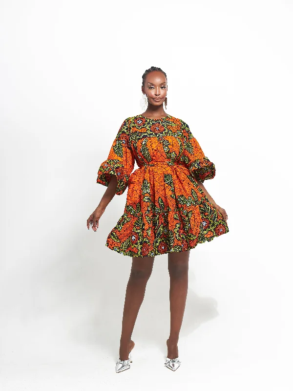 Special Promotion OYIN African Print Tiered Mini Dress