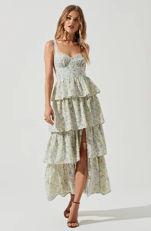 Amazing Deals Midsummer Floral Tiered Maxi Dress