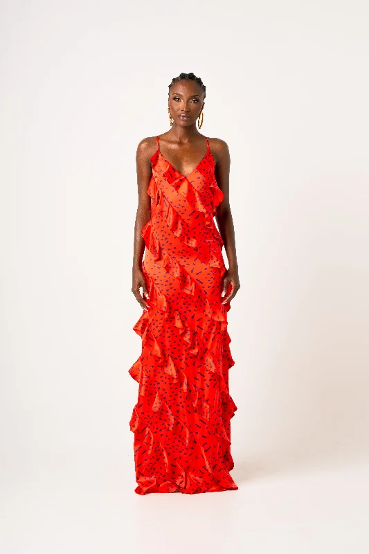 Closeout SAMIAH RUFFLE MAXI DRESS
