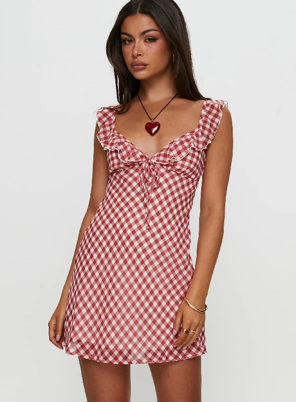 Bargain Bin Marseilla Mini Dress Red Check