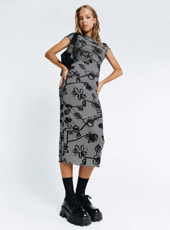 Online Specials Maruza Midi Dress Grey Floral