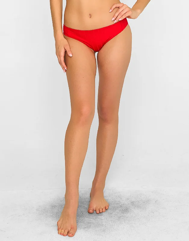 Year-End Sale Gloria Full Bottom - Red Shiny Wide Rib