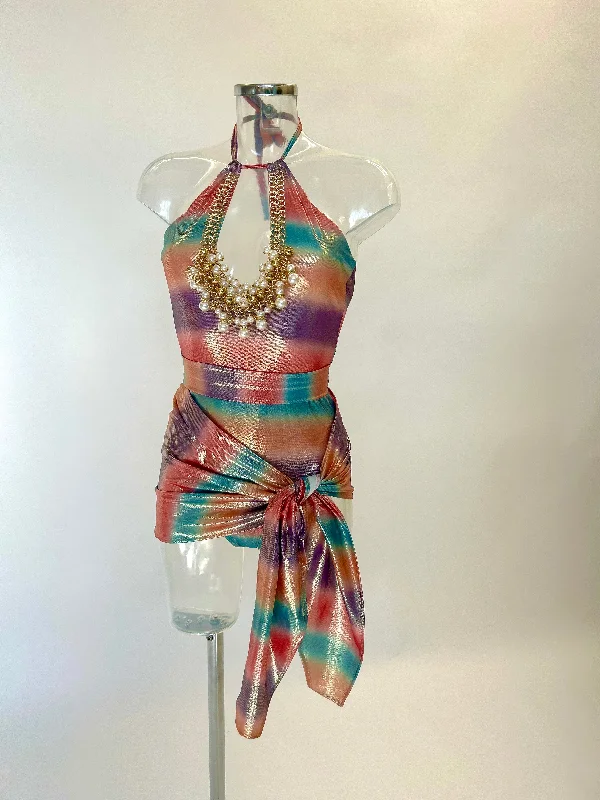 The CHARLOTTE Swimsuit, Sarong and Belt / Headband (Mix Colour Shine)