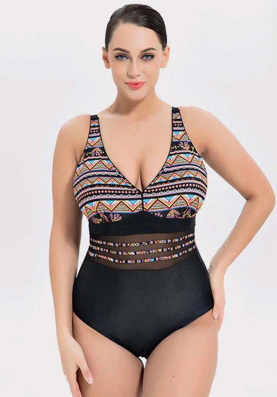 Limited Edition Aztec Print Backless One Piece
