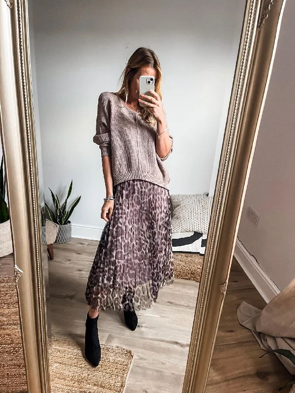 Sale Event Leopard Two Piece Mesh Jumper Dress