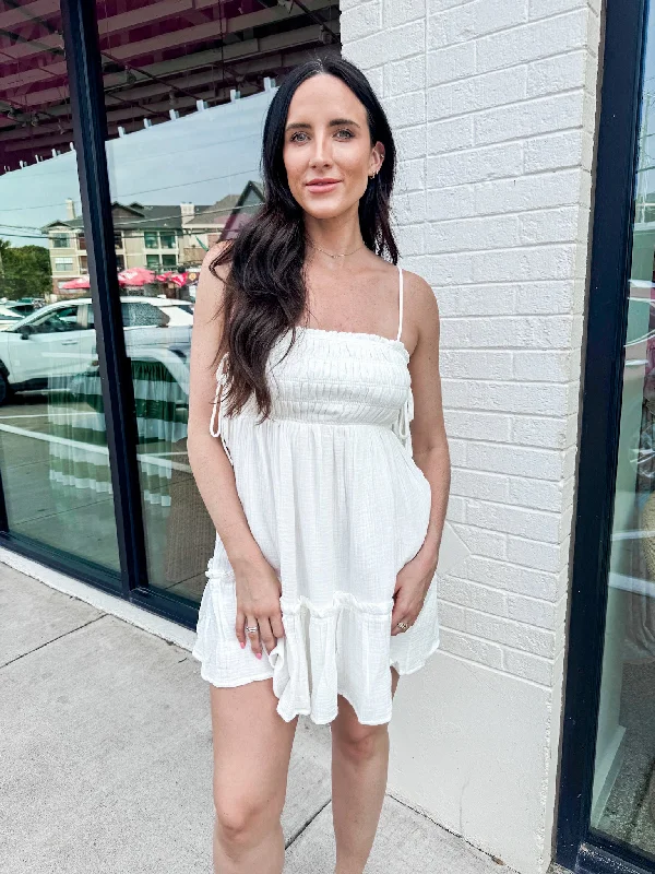 Hurry In Cora Mini Dress - White