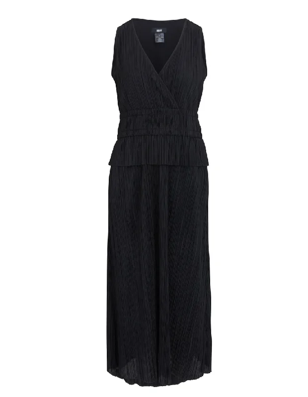 Stock Up and Save Plisse V Neck Dress