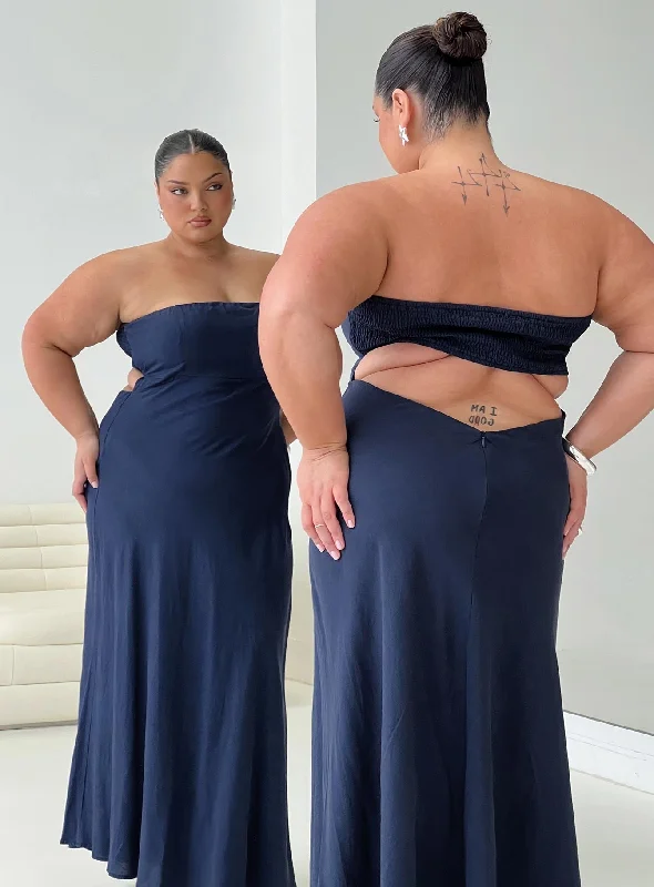 Big Discounts Yahir Strapless Maxi Dress Navy Curve
