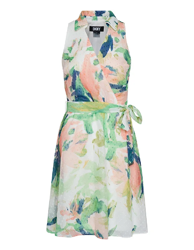 Price Smash Clip Chiffon Collared Dress