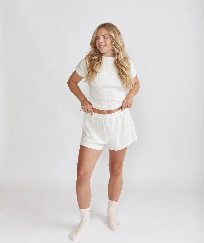 Great Deals Pointelle Pyjama Shorts - Coconut