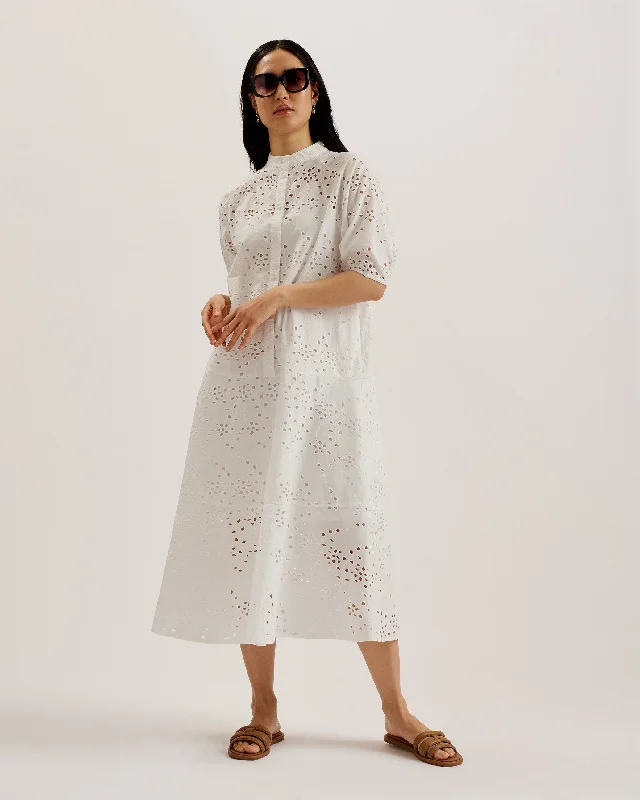 Amazing Deals Nikaia Oversized Broderie Midi Dress White