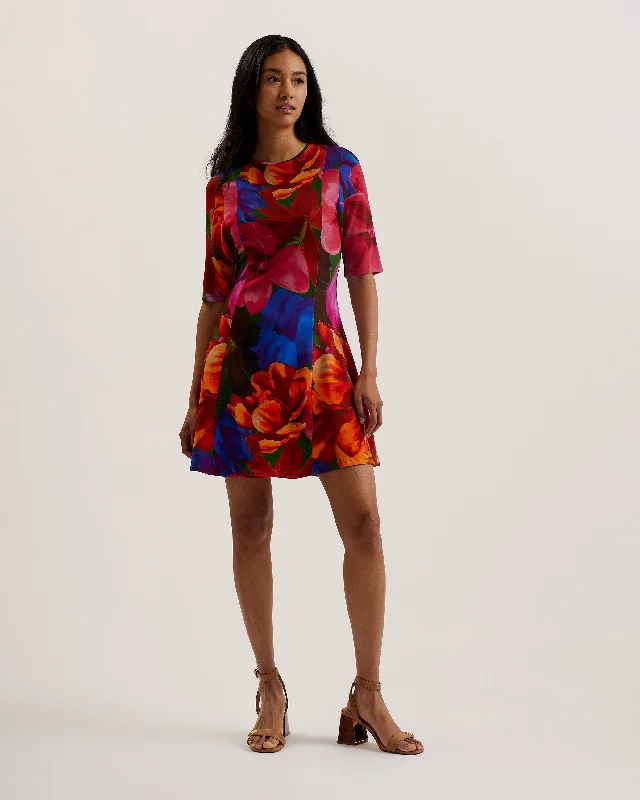 Price Meltdown Vverity 3/4 Sleeve Mini Dress Multicol