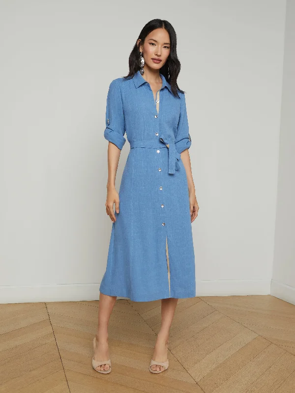 Limited Availability Malika Linen-Blend Shirt Dress