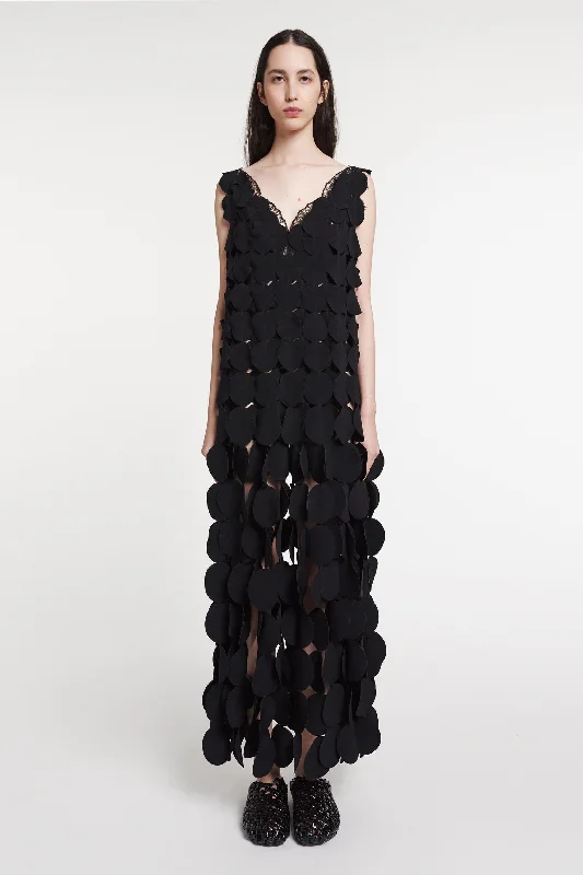 One-DAY Sale Multi Circle Layered Dress With Lace Insert Black