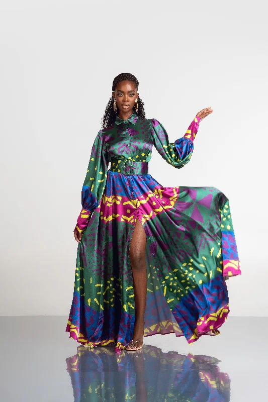 Reduced Prices ANU GREEN MAXI SHIRT DRESS