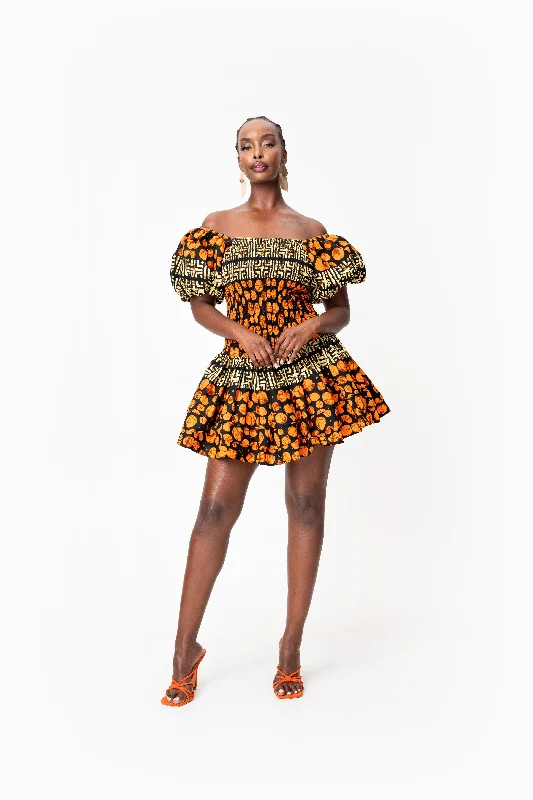 Seasonal Sale HANI African print smocked body mini dress
