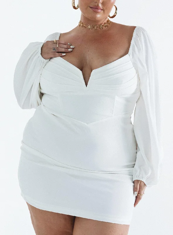 Unmissable Offer Zoella Long Sleeve Mini Dress White Curve