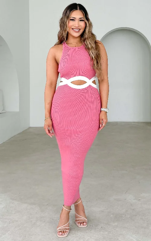 While Supplies Last Nichelle Knit Maxi Dress - Rose