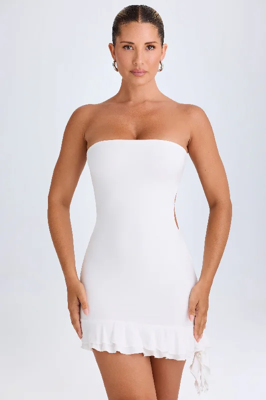 New Deals Ruffle-Trim Cut-Out Bandeau Mini Dress in White