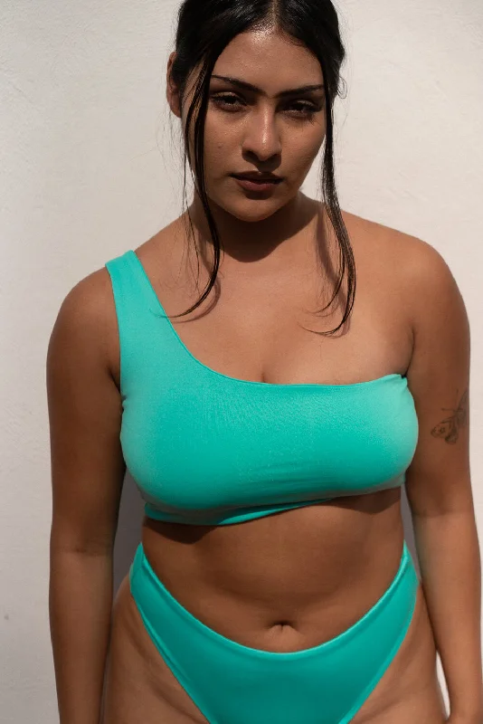 Price Rollback The One Shoulder Top - Aquamarine