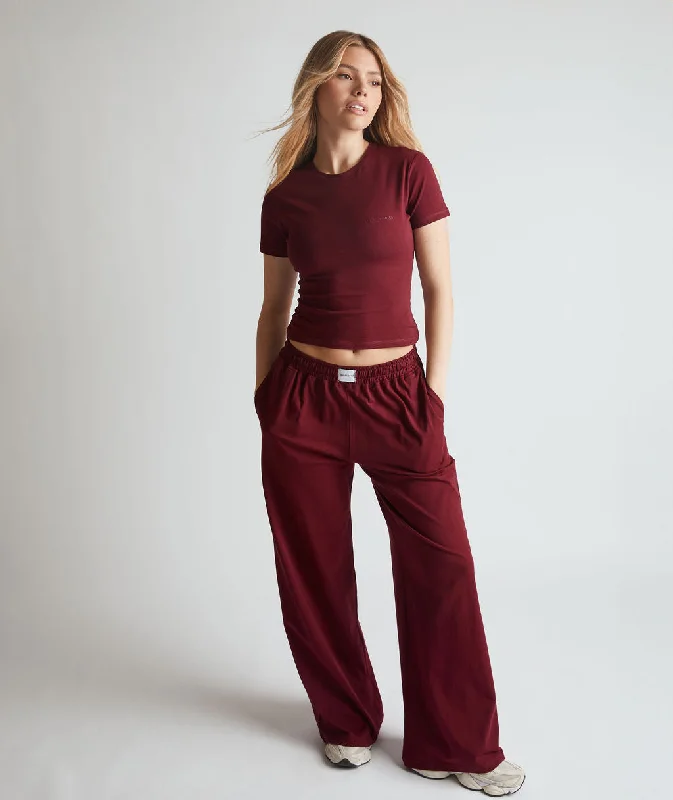 Year-End Clearance Soft Wide Leg Lounge Trousers - Merlot