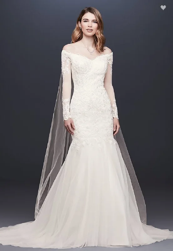 Act Now David's Bridal Long Sleeve Off-the-Shoulder