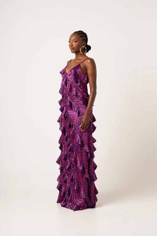 Warehouse Sale AMINAH RUFFLE MAXI DRESS