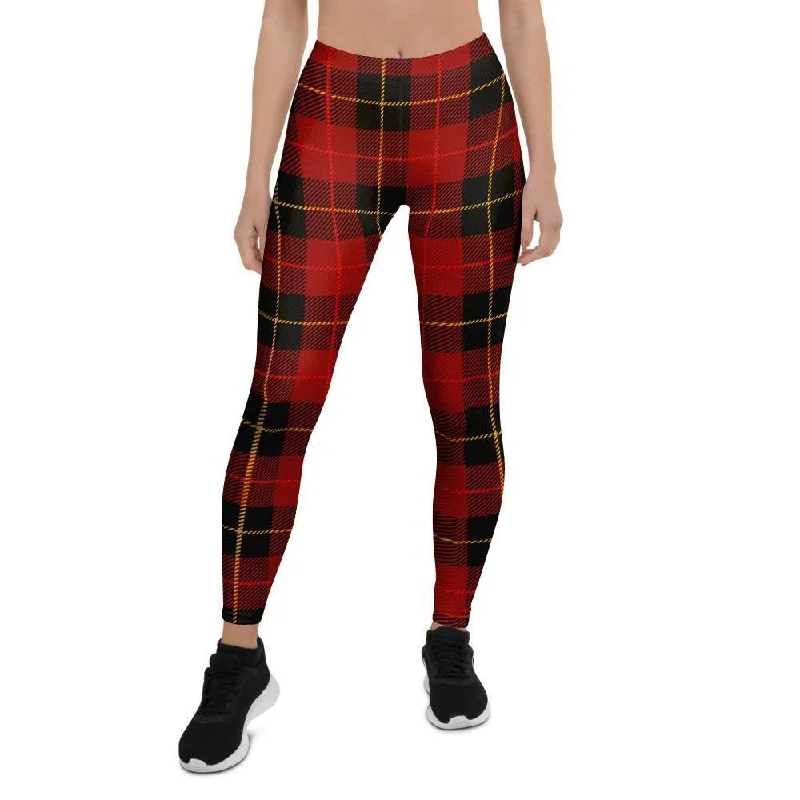 Black And Red Plaid Tartan Women's Leggings