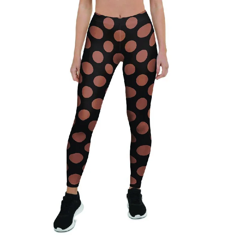 Black Brown Polka Dot Women's Leggings