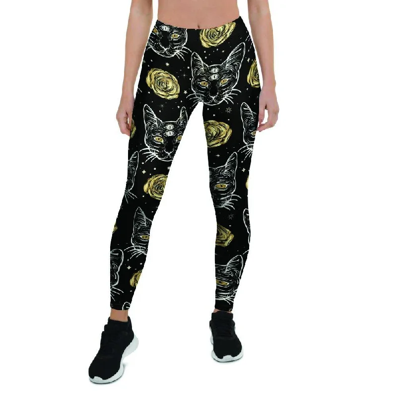 Black Cat Gothic Witch Women's Leggings