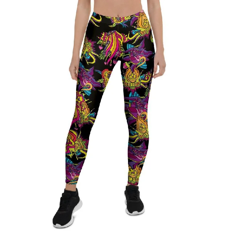 Black Skull Trippy Psychedelic Women's Leggings