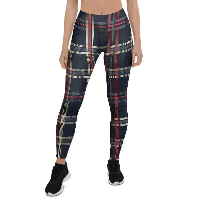 Black Tartan Plaid Women's Leggings