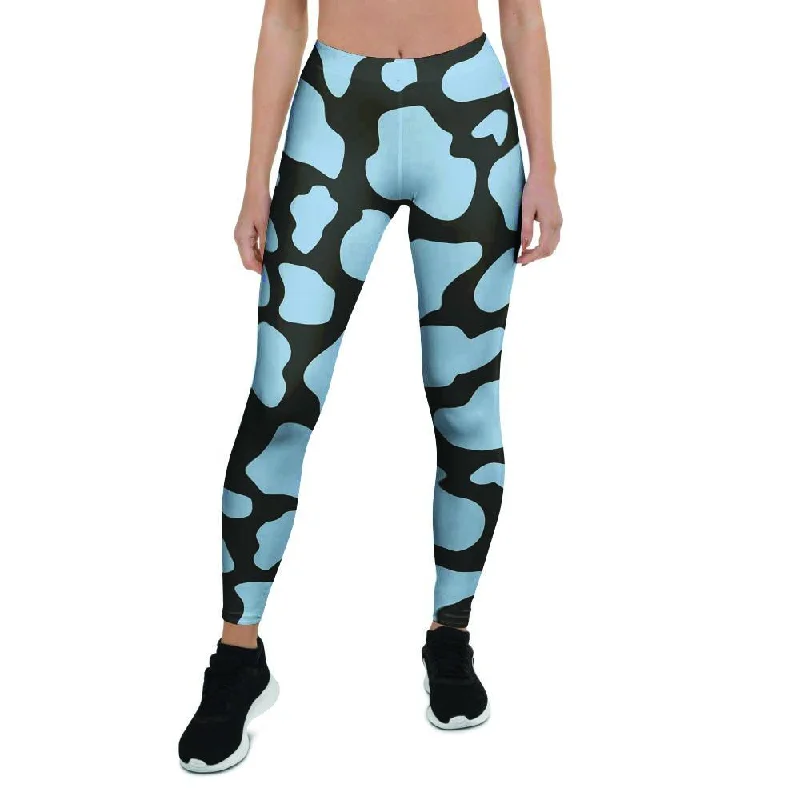 Blue And Black Cow Print Women's Leggings