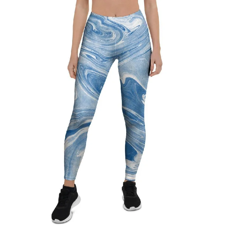 Blue Liquid Marble Women's Leggings