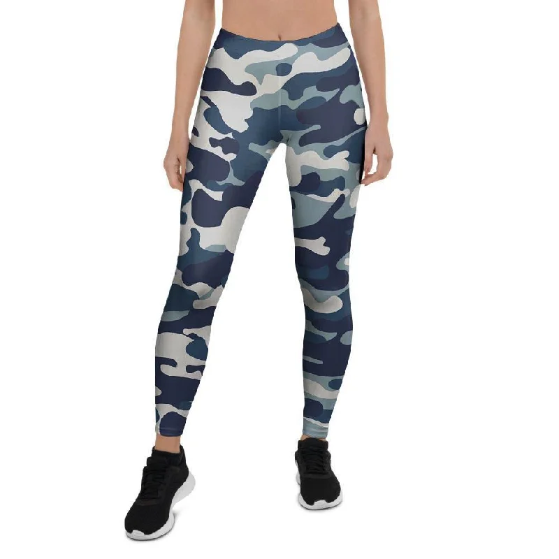 Blue Navy Camo Print Women's Leggings