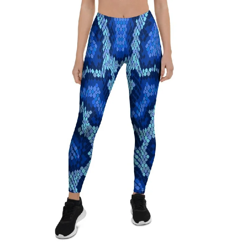 Loyalty Reward Blue Snakeskin Print Women's Leggings