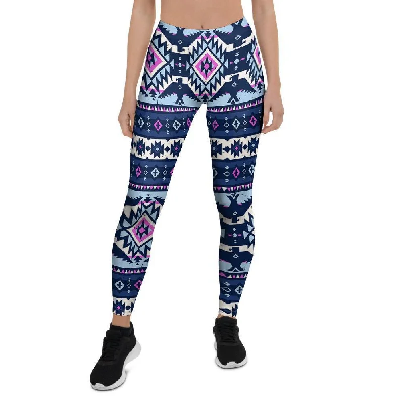 Season Finale Sale Blue Tribal Aztec Eagles Women's Leggings